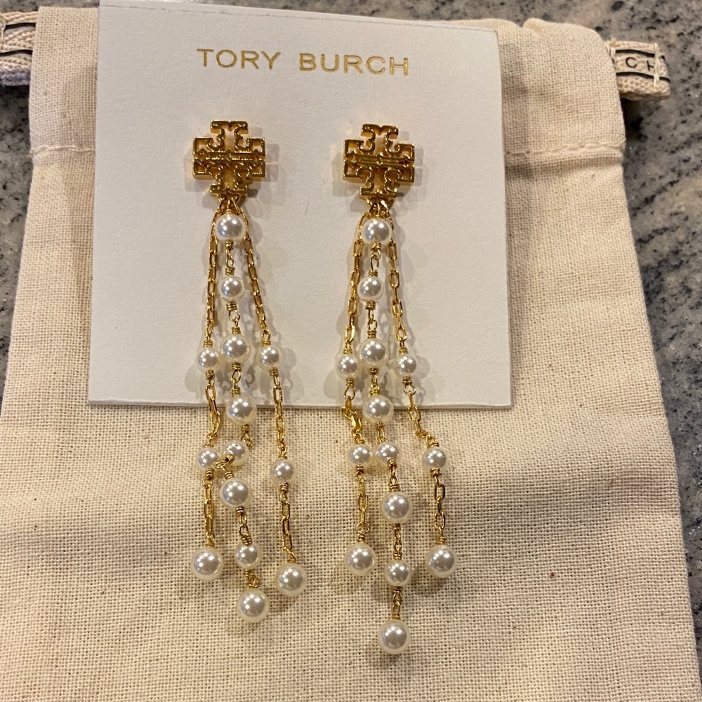⭐️NEW⭐️ Tory Burch Britten Pearl Linear earring